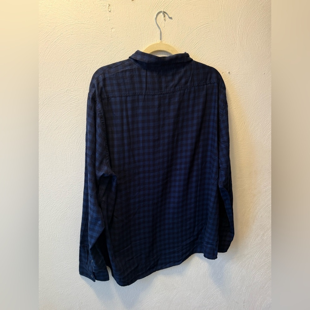 Cotton & Co Navy Blue Plaid Button-Down Shirt Cotton Blend NWT - Picture 3 of 5
